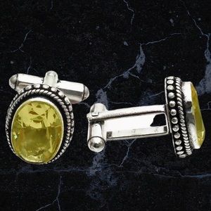 Men’s Gemstone Cufflinks Yellow Topaz Gems